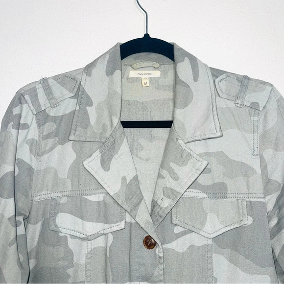 Maurices 100% Cotton Green Camo Cinched Waist Military Jacket Medium Women’s - Picture 3 of 12